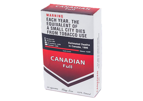 A pack of Canadian cigarettes